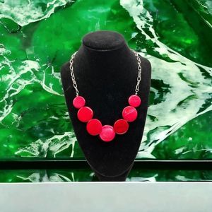 Pink flat circle necklace!